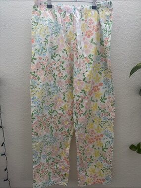 Floral Lounge Pajama Pants Women’s Medium 100% Cotton Cottagecore Sleepwear